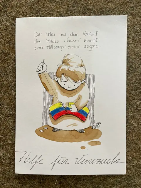 Hilfe für Venezuela - Die Mülheimer Künstlerin Laura Rodriguez stiftet eine großformatige Malerei auf Leinwand für den "GUTEN ZWECK"  hier der Link zum Kunstwerk: https://www.myheimat.de/muelheim-an-der-ruhr/c-kultur/kunstkritische-gesamtanalyse-elefant-im-porzellanladen_a3621295#gallery=default&pid=10307605