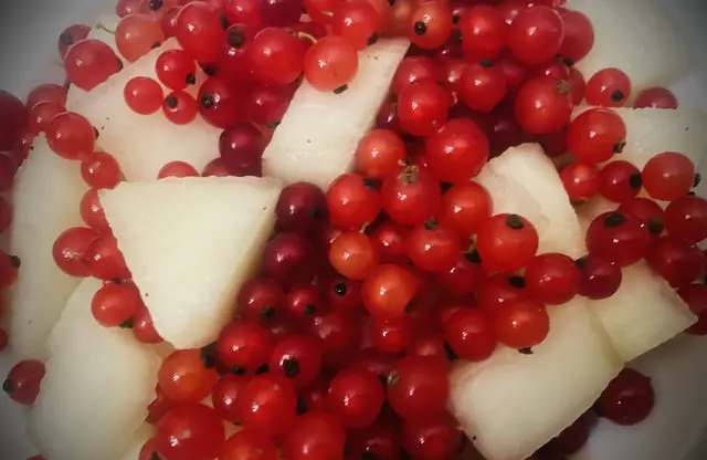 … war Melone und rote Johannisbeeren bei der Wärme köstlich und einfach nur erfrischend.