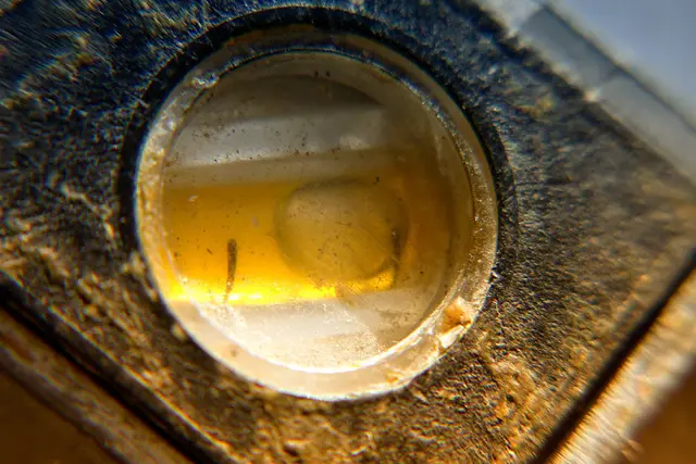 Makrofotografie, Fotografie. Fotografiert in Makro Technik scharf / unscharf von einer Wasserwaage. | Foto: Jörg Schubert - #schubertj73