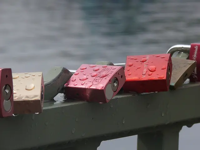 Liebesschlösser am Geländer vom Maschsee-Nordufer