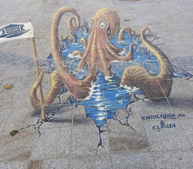 Illusionsmalerei, entdeckt in Ahlbeck/Ostsee. 